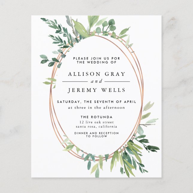 Budget Floral Wedding Invitation Flyer (Front)