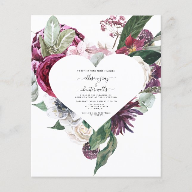 Budget Floral Wedding Invitation | Laural Flyer (Front)
