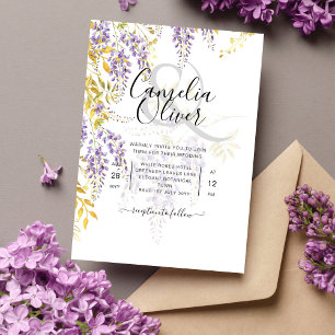 Budget Floral Wedding Invitation Wisteria Purple Flyer
