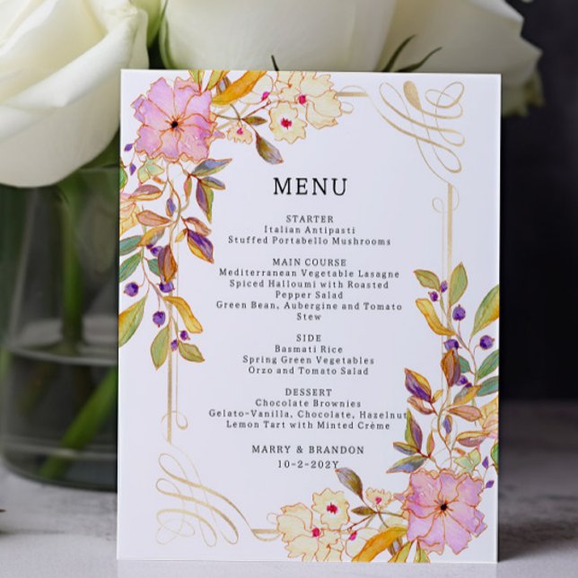 Budget Floral Wedding Menu Card (Creator Uploaded)