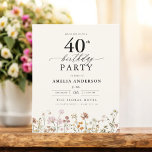 Budget Floral Wildflower 40th Birthday Invitation Flyer<br><div class="desc">Celebrate in style with a garden floral calligraphy 40th birthday invitation, perfect for a milestone event. Featuring vibrant floral designs and elegant calligraphy, this invitation sets a whimsical yet sophisticated tone for your celebration. The lush garden theme blends natural beauty with graceful typography, creating a timeless and inviting look. Ideal...</div>