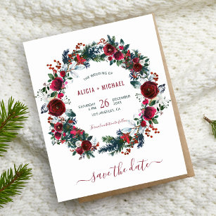 BUDGET floral winter Christmas wedding save date