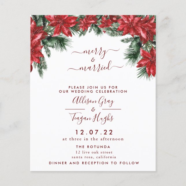 Budget Floral Wreath Wedding Invitation  Flyer (Front)