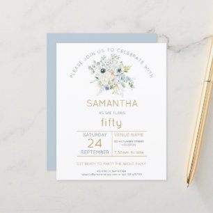 Budget Florals 50th Birthday Party Invitation