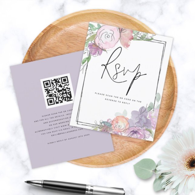 BUDGET Florals Scribbly QR Code Wedding RSVP (Creator Uploaded)