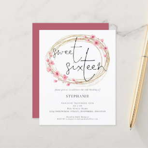 Budget Florals Sweet Sixteen Birthday Invitation