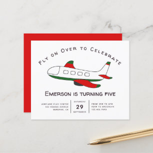Budget Fly on Over Aeroplane Birthday Invitation