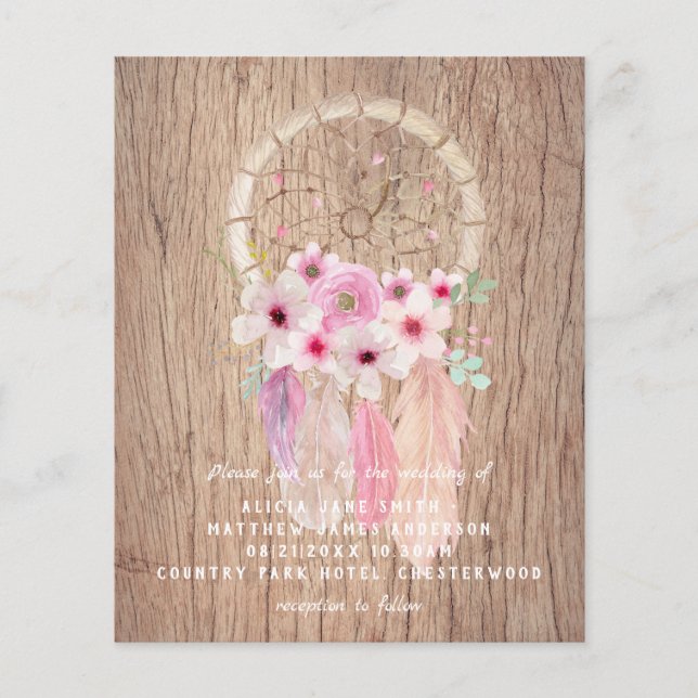 BUDGET Flyer Paper BOHO Wedding Invites (Front)