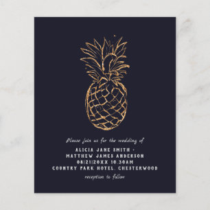 BUDGET Flyer Paper Tropical Go;d Navy Wedding
