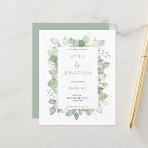 Budget Foliage Frame Sage Wedding Save the Date