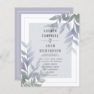 Budget Foliage Purple Lilac Wedding Invitation