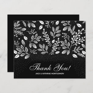 Budget Foliage White Script Black Thank You