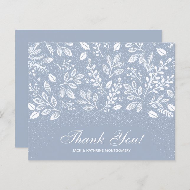 Budget Foliage White Script Dusty Blue Thank You (Front/Back)