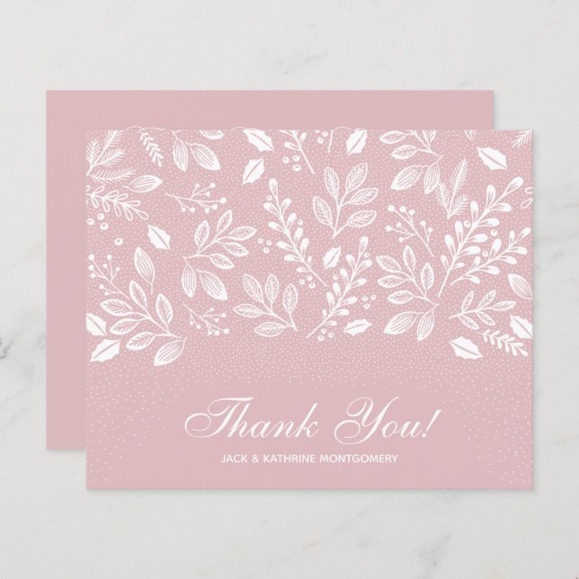 Budget Foliage White Script Dusty Rose Thank You (Front/Back)