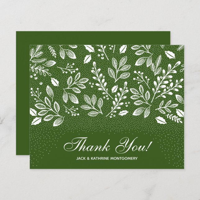 Budget Foliage White Script Green Thank You (Front/Back)