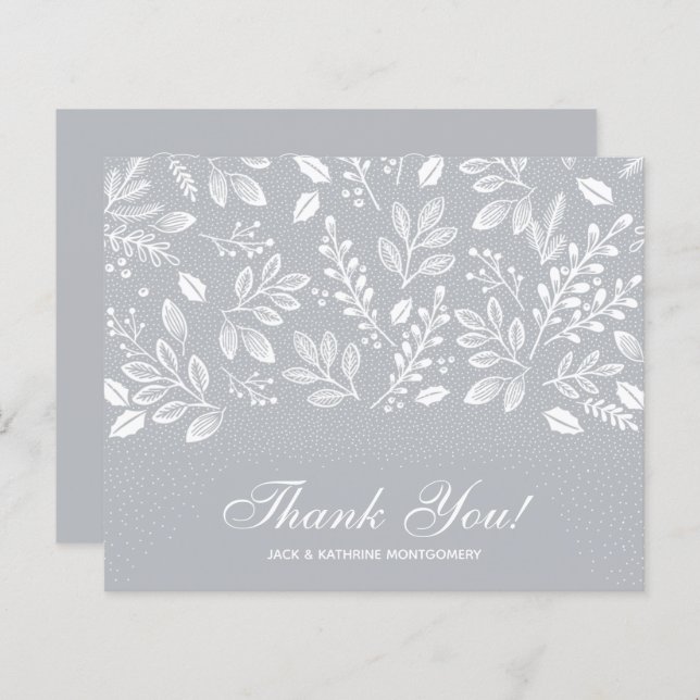 Budget Foliage White Script Grey Thank You (Front/Back)