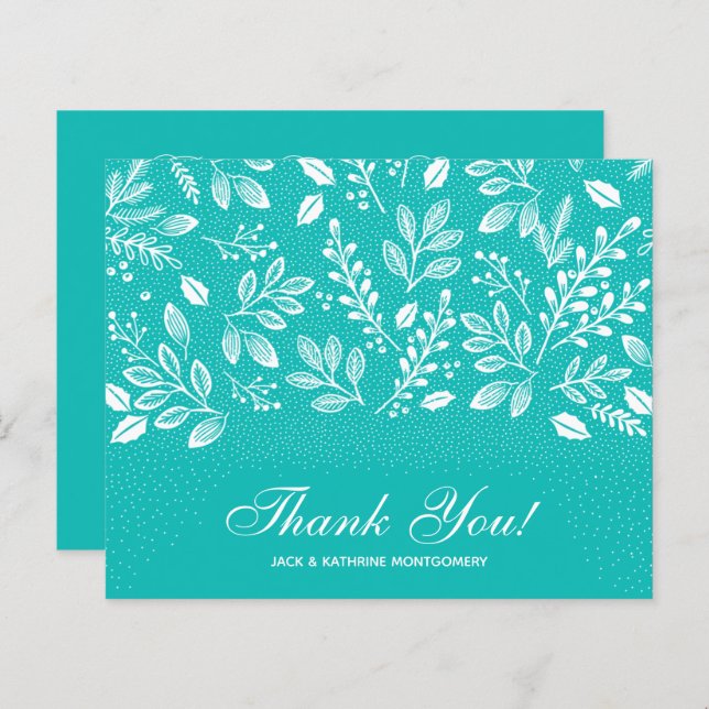 Budget Foliage White Script Sea Glass Thank You (Front/Back)