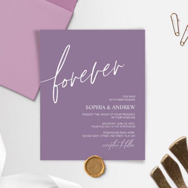 Budget Forever Dusty Purple Wedding Invitation (Creator Uploaded)