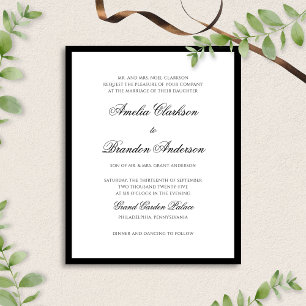 BUDGET Formal Black & White Border Script WeddinG