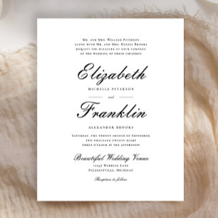 Budget Formal Black White Wedding Invitation