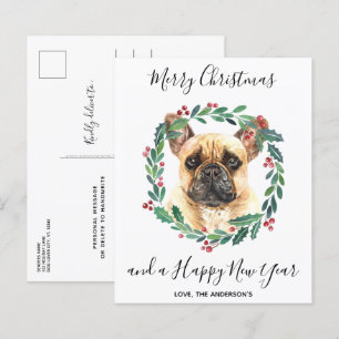 Budget French Bulldog Dog Merry Christmas Postcard