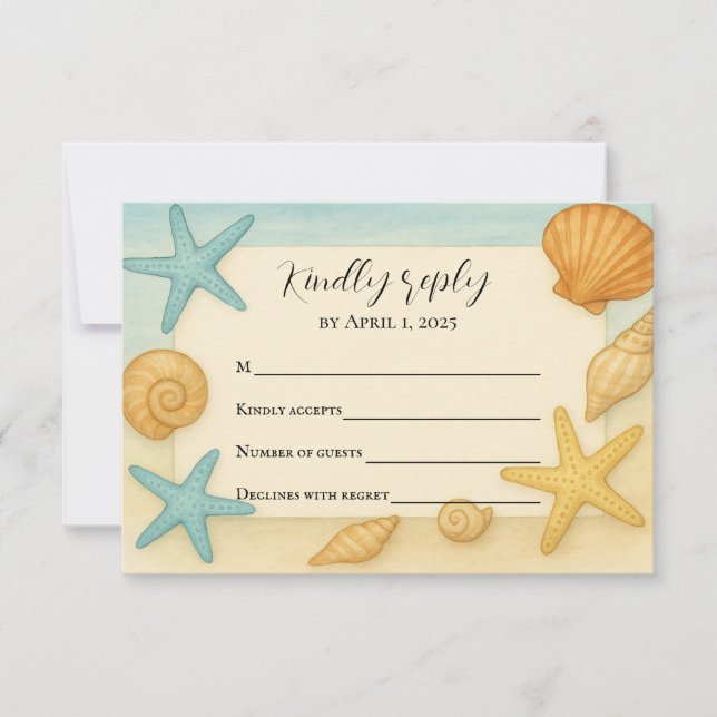 Budget Friendly Coastal Keepsake RSVP Card (Front)
