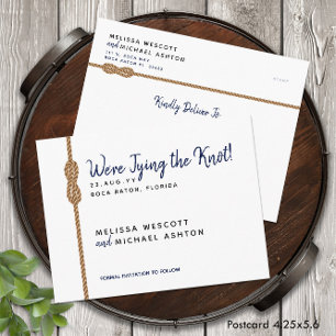 Budget-Friendly ⛵ Nautical Tying the Knot  Announcement Postcard