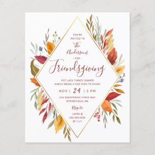 Budget Friendsgiving Autumn Foliage Invitation