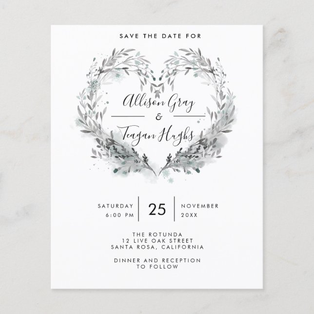 Budget Frost Save the Date Flyer (Front)