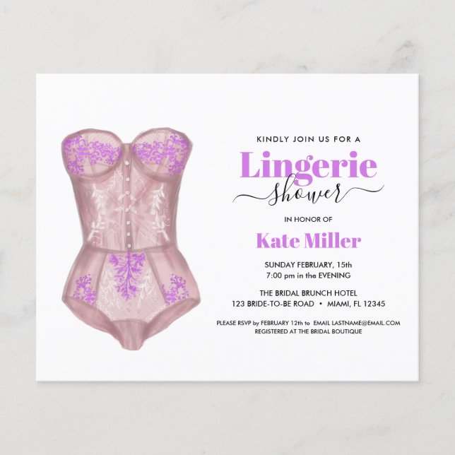 BUDGET Fuchsia Bustier Lingerie Bridal SHOWER (Front)