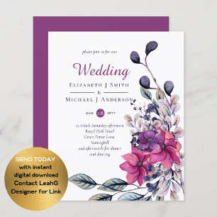 BUDGET Fuchsia Purple Pink Wedding Invites