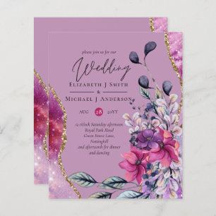 BUDGET Fuchsia Violet Purple Floral Wedding Invite