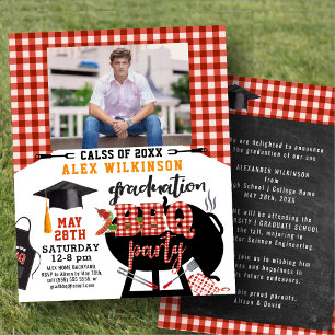 BUDGET Fun Red Graduation BBQ Party Invitation