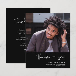 BUDGET Fun Script Minimalist Photo Thank You Card