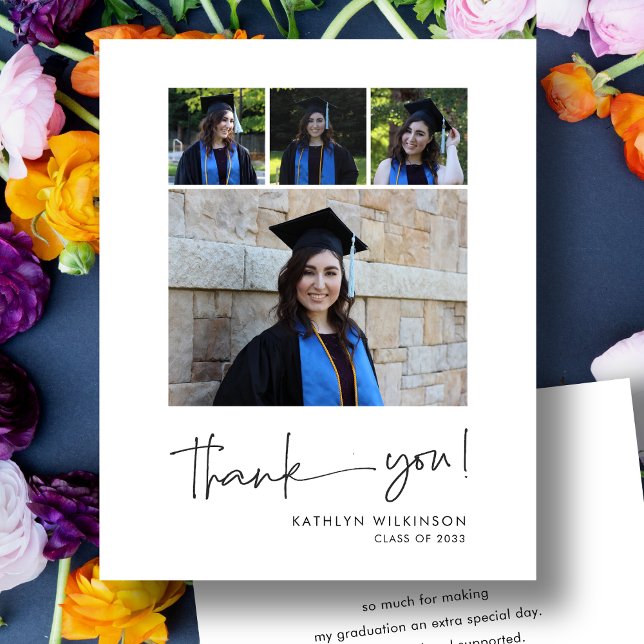 BUDGET Fun Script Modern Graduation Thank You Card (Creator Uploaded)