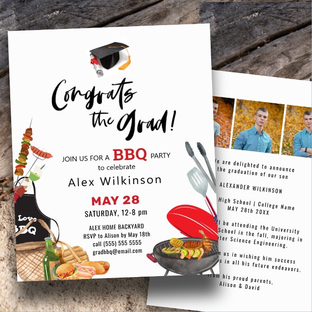 BUDGET Fun Script Photo Graduation BBQ Invitation (Creator Uploaded)