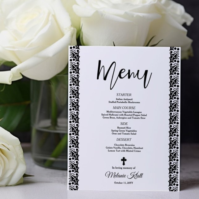 Budget Funeral Black and White Menu Card (Creator Uploaded)