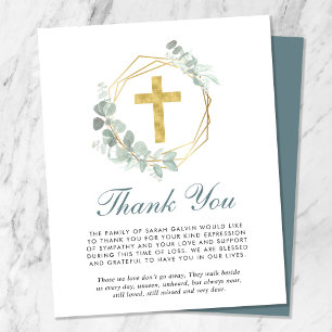 Budget Funeral Cross Eucalyptus Thank You Card