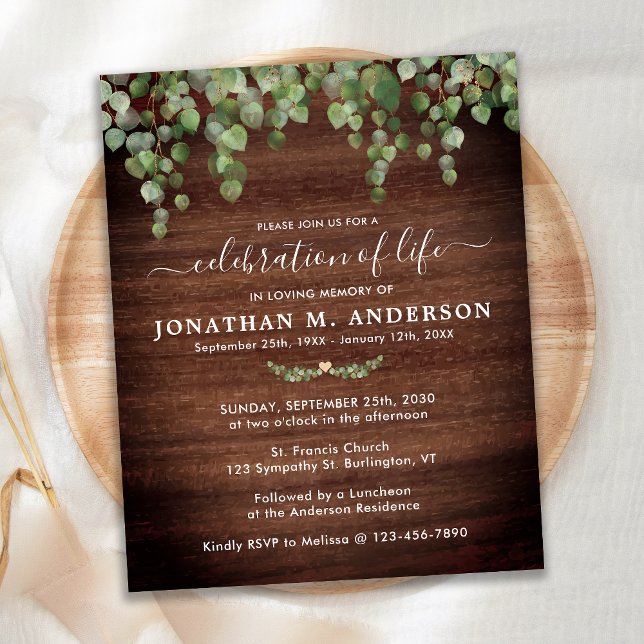 Budget Funeral Greenery Celebration Of Life Invite (Creator Uploaded)