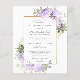 Budget Funeral Invitation Purple Floral