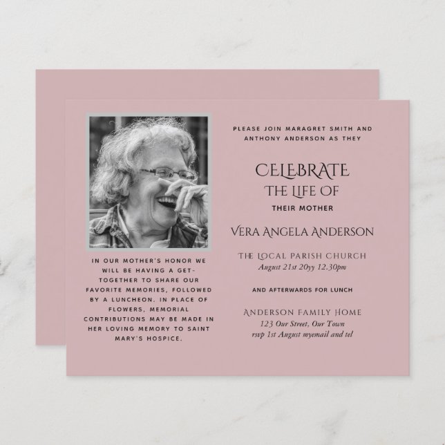 BUDGET Funeral Memorial INVITE Celebration of Life (Front/Back)