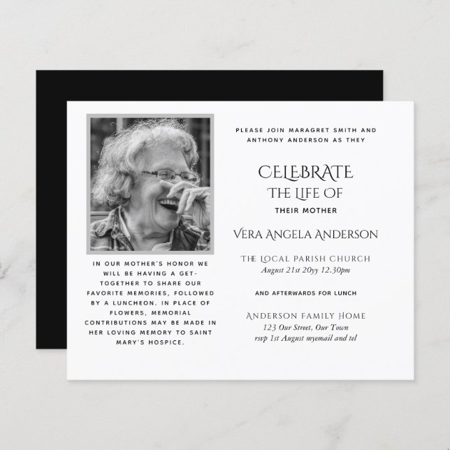 BUDGET Funeral Memorial INVITE Celebration of Life (Front/Back)