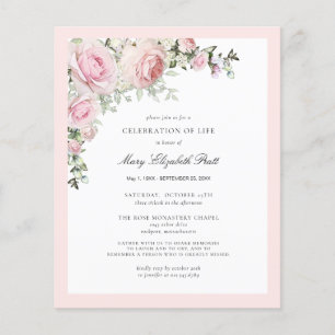Budget Funeral Pink Floral Invitation