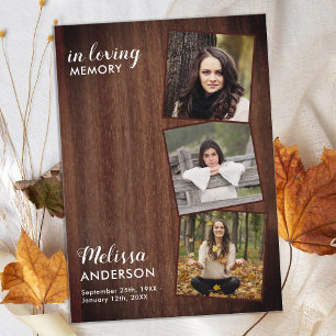 Budget Funeral Thank You 3 Photo Memorial Card