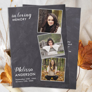 Budget Funeral Thank You 3 Photo Sympathy Card