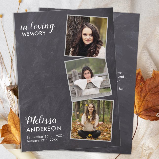 Budget Funeral Thank You 3 Photo Sympathy  Card (Creator Uploaded)