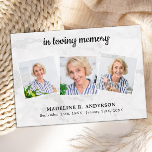 Budget Funeral Thank You 3 Photo Sympathy Card