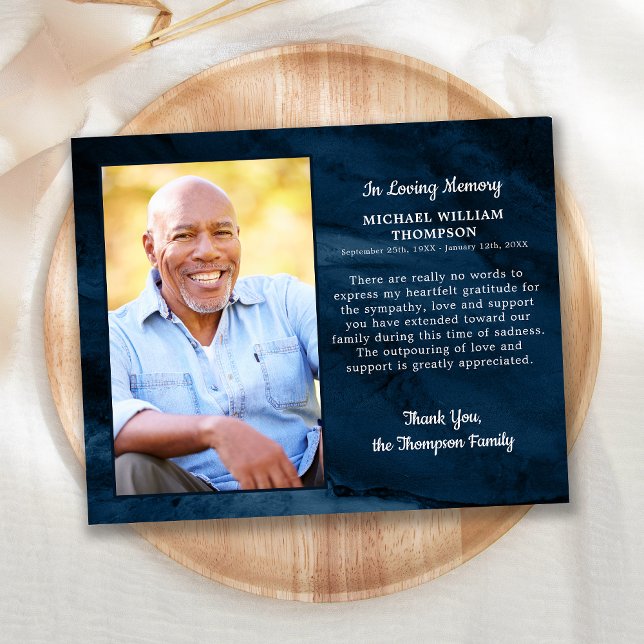 Budget Funeral Thank You Card Blue Marble Sympathy (Creator Uploaded)