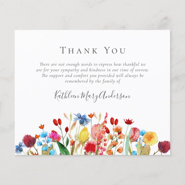 BUDGET Funeral Thank You Card | Wildflowers (Front)