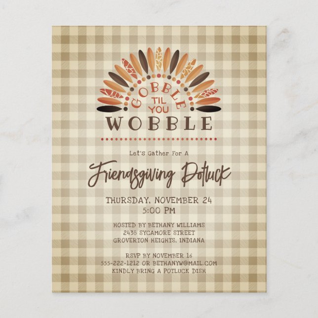 Budget Funny Friendsgiving Potluck Turkey Invite (Front)